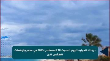 درجات الحرارة اليوم السبت 30 أغسطس 2025 في مصر وتوقعات الطقس الآن